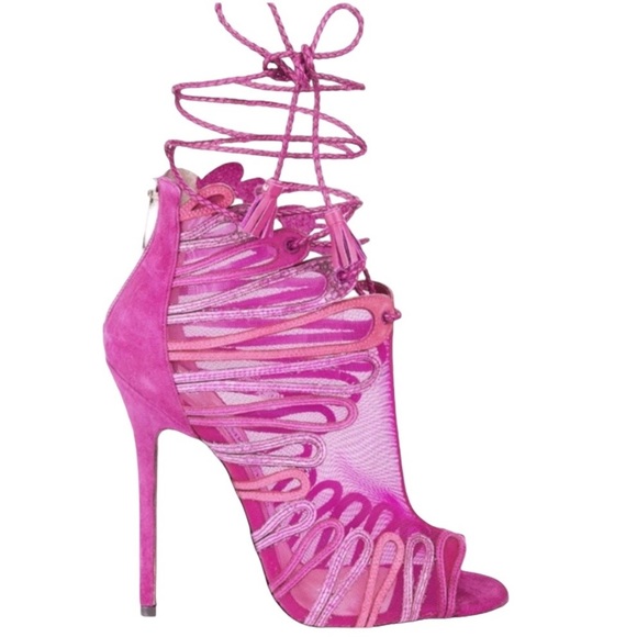 Jimmy Choo Shoes - JIMMY Choo Fuchsia Kairo Mesh Lace Up Heel